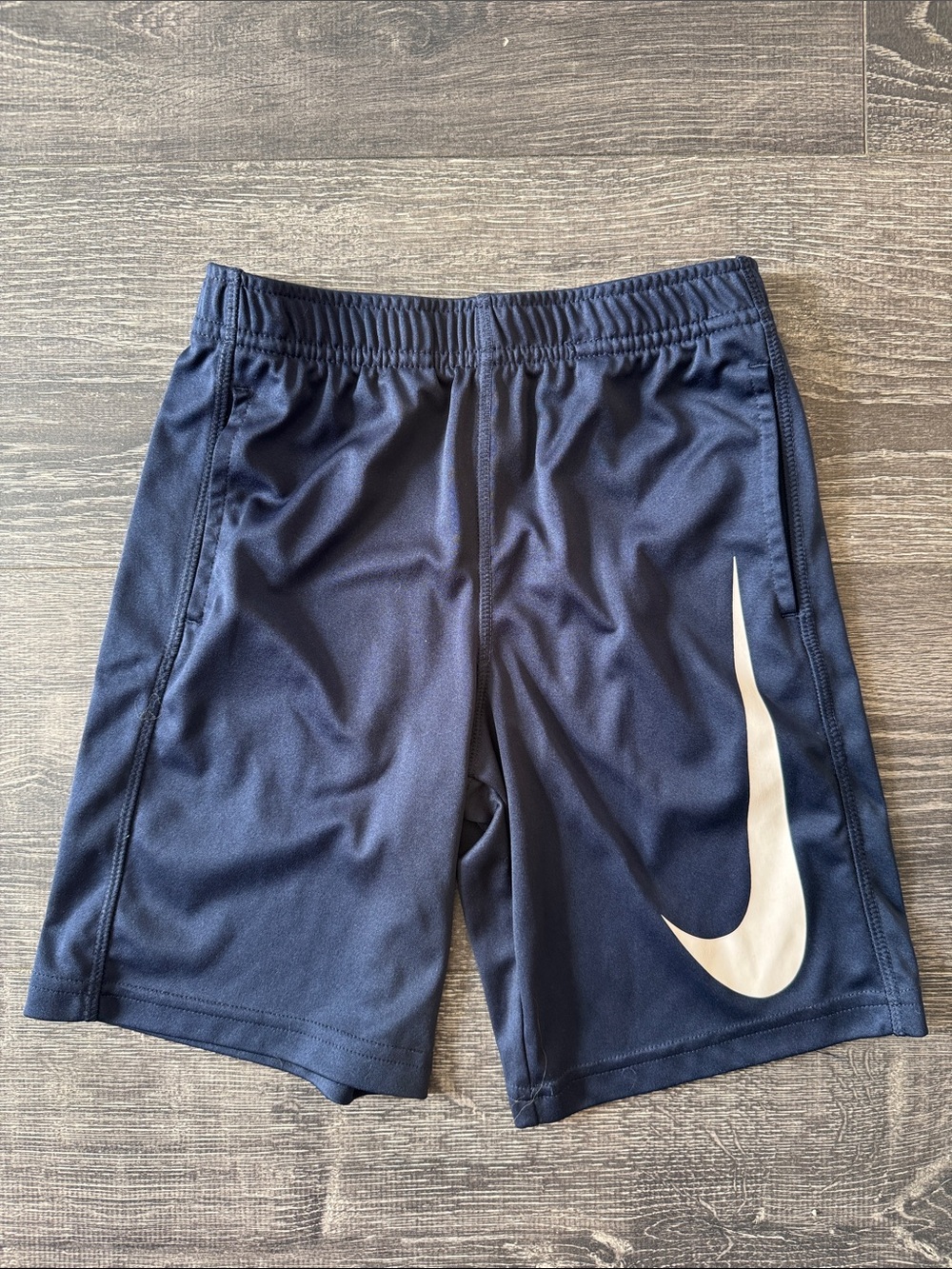 Nike Navy Blue Shorts with White Swoosh - Kids